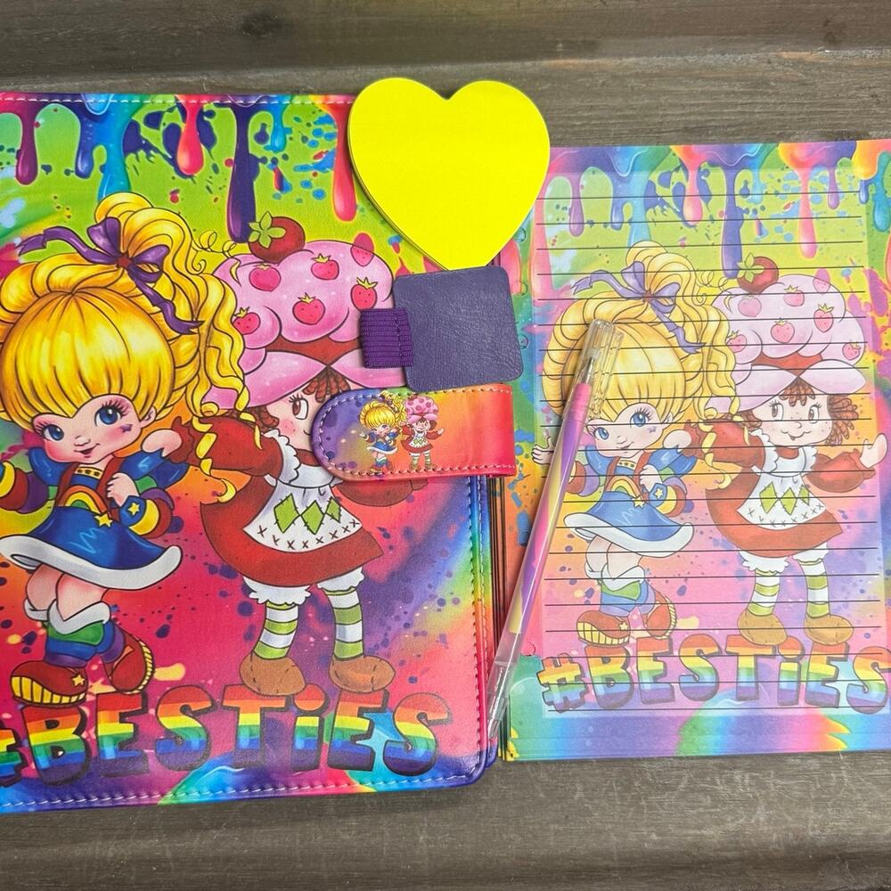 Rainbow Brite & Strawberry Shortcake Besties A5 6 ring binder with paper.